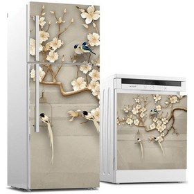 Resim Buzdolabı Ve Bulaşık Makinası Beyaz Eşya Sticker Kaplama Kuşlar A 