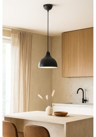 Resim Rima Siyah İçi Beyaz Renk Modern Tasarım Metal Sıvama Mutfak-cafe-salon Tekli Sarkıt Avize Ampulsüz SİYAH İÇİ BEYAZ 