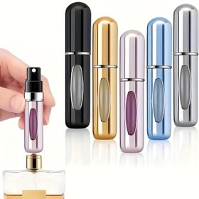Resim 5ml Mini Metal Püskürtme Şişesi, Taşınabilir, Yeniden Kullanılabilir, Kırmızı, Seyahat, Outdoor, Tarih için 
