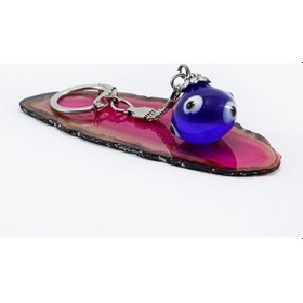 Resim Lacivert Küre Çok Gözlü Nazar Boncuğu Anahtarlık, Hediyelik Nazar 