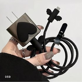 Resim Taurus Kalp Tasarımı Şarj Adaptörü ve Kablo Koruyucu Seti, iPhone 18-20W Güç Adaptörü ile Uyumlu, Termoplastik Poliüretan, Kırılma Önleyici Aksesuar, Elektronik Bileşenler Yok 