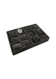 Resim Yerli Üretim Süet Kumaş Füme Renk 34/24 Cm Yastıklı Çekmece Içi Yastıklı Saat Ve Takı Kutusu Çok Renkli 