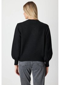 Resim On Fashion Kadın İncili Baklava Desenli Siyah Kazak 63316 Siyah 