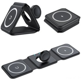 Resim Geeroyoo Katlanabilir 3 Ü 1 Arada Hızlı Şarj İstasyonu: Telefon, Saat Ve Kulaklık İçin Kablosuz Şarj Cihazı 