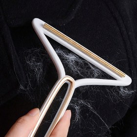 Resim 1 Adet Çift Taraflı Manuel Evcil Hayvan Tüyü Temizleyici - Ergonomik Saplı, Keskin Bıçaklı ve Halılar, Kazaklar, Mobilyalar, Giysiler için Yeniden Kullanılabilir Köpek & Kedi Tüyü Makinesi - Hassas Kumaşlara Uyumlu, Beyaz & Altın Tasarım 