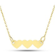 Resim Moom Mücevherat Kadın 14 Ayar Altın Dizili Kalpler Kolye 