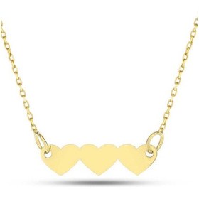 Resim Moom Mücevherat Kadın 14 Ayar Altın Dizili Kalpler Kolye 