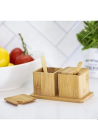 Resim 2pcs Baharatlık - Tuzluk Ahşap Bambu 5570 Çok Renkli 
