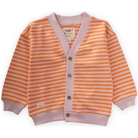 Resim Çizgili Triko Hırka 0-4 Yaş Pudra Şeftali Pudra 