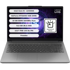 Resim Lenovo LOQ 15IAX9E 83LK008HTR i5-12450HX 16 GB 512 GB SSD RTX2050 15.6" Dos Dizüstü Bilgisayar 