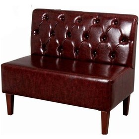 Resim Koltukstilim Kapitoneli Sedir Deri Ikili Bekleme Koltuğu Kahverengi 