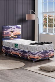 Resim Setay Baza, Kız Kulesi Tek Kişilik Baza + Başlık Seti 90x190 Cm + Comfort Yatak 