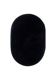 Resim Vl Comfort Puffy Ponpon Saçak Peluş Yıkanabilir Siyah Yolluk Düz Saçak Oval 