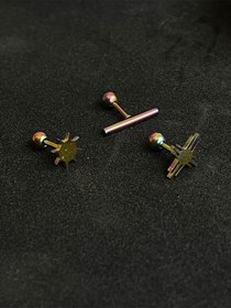 Resim 316 L Cerrahi Çelik Piercing Kıkırdak Helix Tragus Conch Figürlü Piercing Altın - Gül 