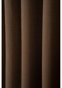 Resim Doğal Dokulu Keten Görünümlü Dekoratif Pilesiz Fon Perde Salon Yatak Odası Kahverengi 