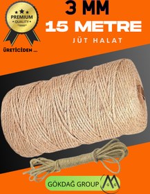 Resim GÖKDAĞ GROUP 3 MM 15 Metre Jüt Halat Dekoratif Hasır İp 