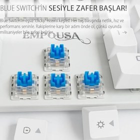 Resim Inca IKG-456T Empousa Blue Switch Mekanik Metal Panel White Gamıng Klavye 