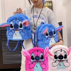 Resim 1 Adet Disney Stitch (Shi Diqi) Peluş Sırt Çantası - Fermuarlı Yumuşak Hawai Gömlek Desenli, Ayarlanabilir Askılı - Okul, Seyahat, Doğum Günü Hediyesi için Resmi Lisanslı Disney Çanta, Karakter Temalı, Yumuşak Kumaş 