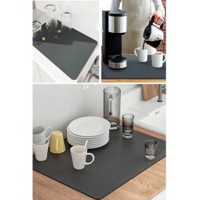 Resim Kurutma Matı Süper Su Emici Tezgah Üstü Bulaşıklık Mikrofiber Paspas Siyah 35X50CM 