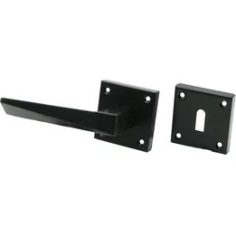 Resim Krm 4 Takım Pratik Prizma Oda Siyah Rozetli Kapı Kolu (5047) Krm 