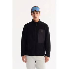 Resim AVVA Erkek Siyah Dik Yaka Fermuarlı Soft Touch Polar Regular Fit Sweatshirt A52Y1207 