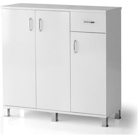 Resim Ahşap Çekmeceli 3 Kapaklı Ayakkabılık Çok Amaçlı Dolap Ckmc3ayk3 001 