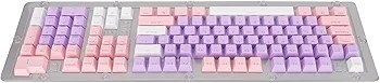 Resim Klavye Tuşları Renkli Anahtar Kapağı Kapak Mekanik Klavye Klavye Tuşları Değiştirmeleri Oyun Klavyesi Tuşları (Mor Pembe Beyaz) 