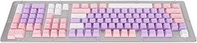 Resim Klavye Tuşları Renkli Anahtar Kapağı Kapak Mekanik Klavye Klavye Tuşları Değiştirmeleri Oyun Klavyesi Tuşları (Mor Pembe Beyaz) 