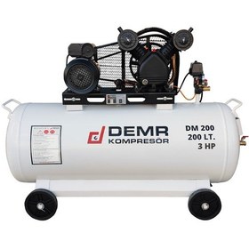 Resim Demr Kompresör Pistonlu 200 LT 2 Kafa 8 Bar 3 HP IDM200 Hava Kompresörü 
