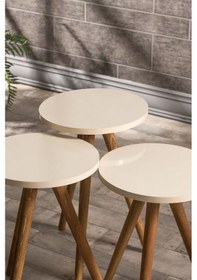 Resim Zigon Sehpa Ve Orta Sehpa Set Ahşap Kr Torna Krem Diğer 