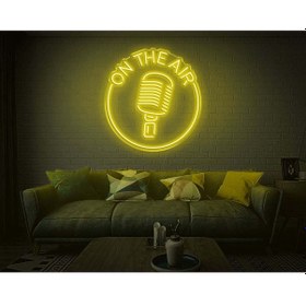 Resim On The Aır Yazılı Mikrofon Figürlü Neon Tabela Sarı 