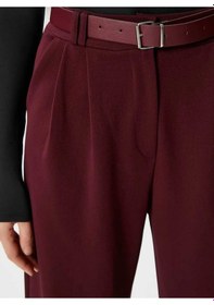 Resim Nevege Butik Kadin Likrali Kemerli Rahat Kesim Palazzo Pantolon-bordo Bordo 