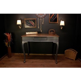 Resim Wooding 120 Cm Masif Ceviz Antrasit Çalışma Masası 