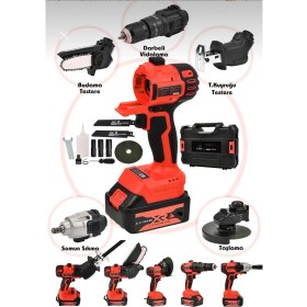 Resim 5'li Çok Işlevli Set: Taşlama, Sıkma, Dal Budama, Vidalama, Darbeli ve Akülü Güçli 