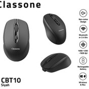 Resim Classone Cbt10 Bluetooth + 2.4 Ghz Şarj Edilebilir Kablosuz Mouse-siyah Diğer 