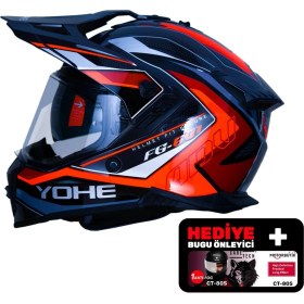 Resim YOHE FG601 Kask Full Face Motosiklet Neon Turuncu Parlak Çift Vizör UV Bluetooth Yuvalı ECE 22.06 MIPS 