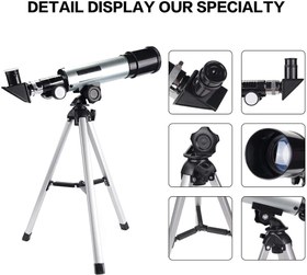 Resim 50x360 Mini Teleskop Kara Uzay Teleskobu Aliminyum Gövde Tripodlu 