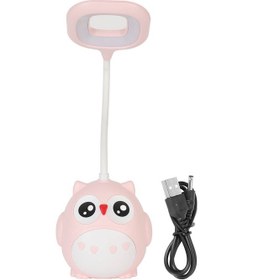 Resim Öğrenciler İçin Baykuş Şeklinde Pembe Led Masa Lambası Usb Şarj Edilebilir Göz Bakımı Gece Lambası 