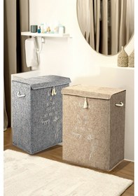 Resim Meleni Home 2'li Set Keçe Kapaklı Kirli Çamaşır Sepeti - Çok Amaçlı Saklama Kutusu Mega Hurç 55 X 41 X 30 Cm Diğer 