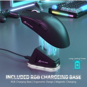 Resim Honeybeeshop Siyah Attack Shark X11 Kablosuz Oyun Fare Rgb Şarj Tablası 3 Mod 22k Dpı Paw3311 Sensör Pc Mac - 