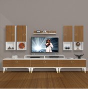 Resim Decoraktiv Ekoflex 8da Mdf Gold Tv Ünitesi Tv Sehpası - Beyaz - Ceviz 