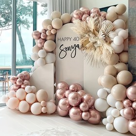 Resim 111 adet Bohem Tarzı Balon Garland Kemer Seti - Karışık Renkli Lateks Balonlar ile Altın Konfeti, Düğün Hediyesi, Nişan, Yıldönümü, Bautizma Kutlamaları ve Parti Süslemeleri için Uygun 