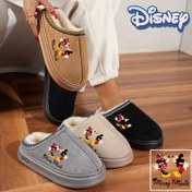 Resim Disney Mickey & Minnie Mouse Kadın ve Erkek Plush Terlik - Yumuşak Fleece Astarlı, Sevimli Karikatür Tasarımı, Sonbahar ve Kış İçin Sıcak Kapalı Terlik | Rahat ve Konforlu | Eğlenceli Tasarım | Plush Malzeme | Unisex Çift Terlik 