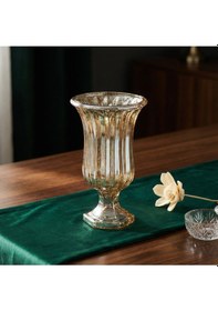 Resim Lüks Gold Cam Dekoratif Vazo Modern Salon Ve Masa Üstü Aksesuarı 22 Cm Altın 