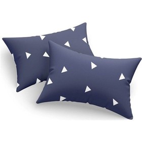 Resim 2li Yastık Kılıfı Üçgen Mavi Mavi 