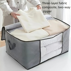 Resim 120L/90L/75L, Giysiler, Yatak Takımları, Oyuncaklar vb. Depolama için Uygun, Dayanıklı Kumaş, Depolama Sorunlarını Çözmenin Kolay, Non-Woven Malzeme, Fermuar Kapatma, Giysiler Depolama Organizatörü 
