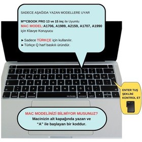 Resim Türkçe Q Silikon Klavye Koruyucu Apple Uyumlu Macbook Touch Bar 13-15 A1706-a1989-a2159 / A1707-a1990, Enter L Biçimli, Sessiz Yazım, Temizlenebilir, Dayanıklı Koruma Sku: Smg8690010103642 