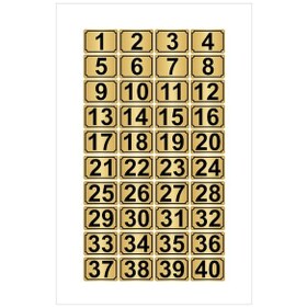 Resim Metal Kapı,masa,dolap Numarası 7cmx10cm 40 Adet Dikdörtgen (1…40) Altın Renk Metal 