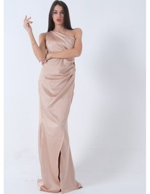 Resim Feminist Gold Önü Yırtmaçlı Tek Omuz Şık Abiye 0801563.122 Gold 