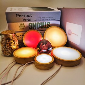 Resim 1 adet Kristal Taşı ile LED Gece Lambası, Ahşap Taban, USB Güçlü - Parlayan Kırmızı ve Turuncu, Masa, Oda ve Tatil Dekoru için Mükemmel, Cadılar Bayramı, Noel, Şükran Günü, Festif Gece Lambası için İdeal Hediye | Sanat Deko Stili | Ahşap Taban Işığı 